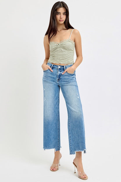 High Rise Crop Wide Jeans