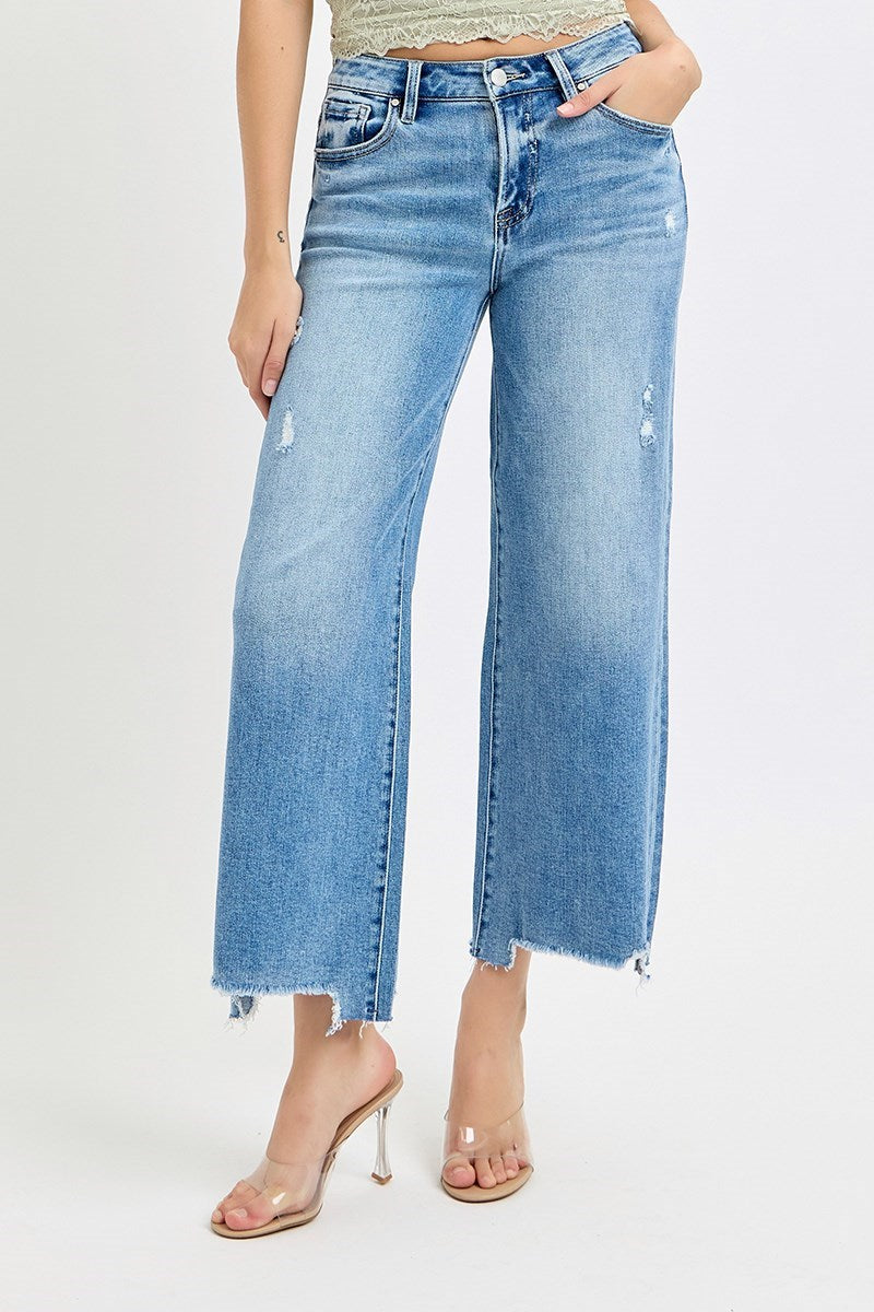 High Rise Crop Wide Jeans