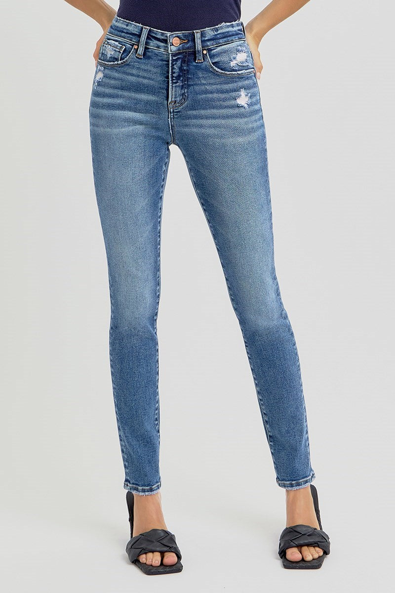 Tummy Control High Rise Ankle Slim Skinny Jeans