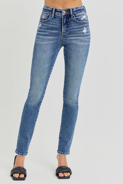 Tummy Control High Rise Ankle Slim Skinny Jeans