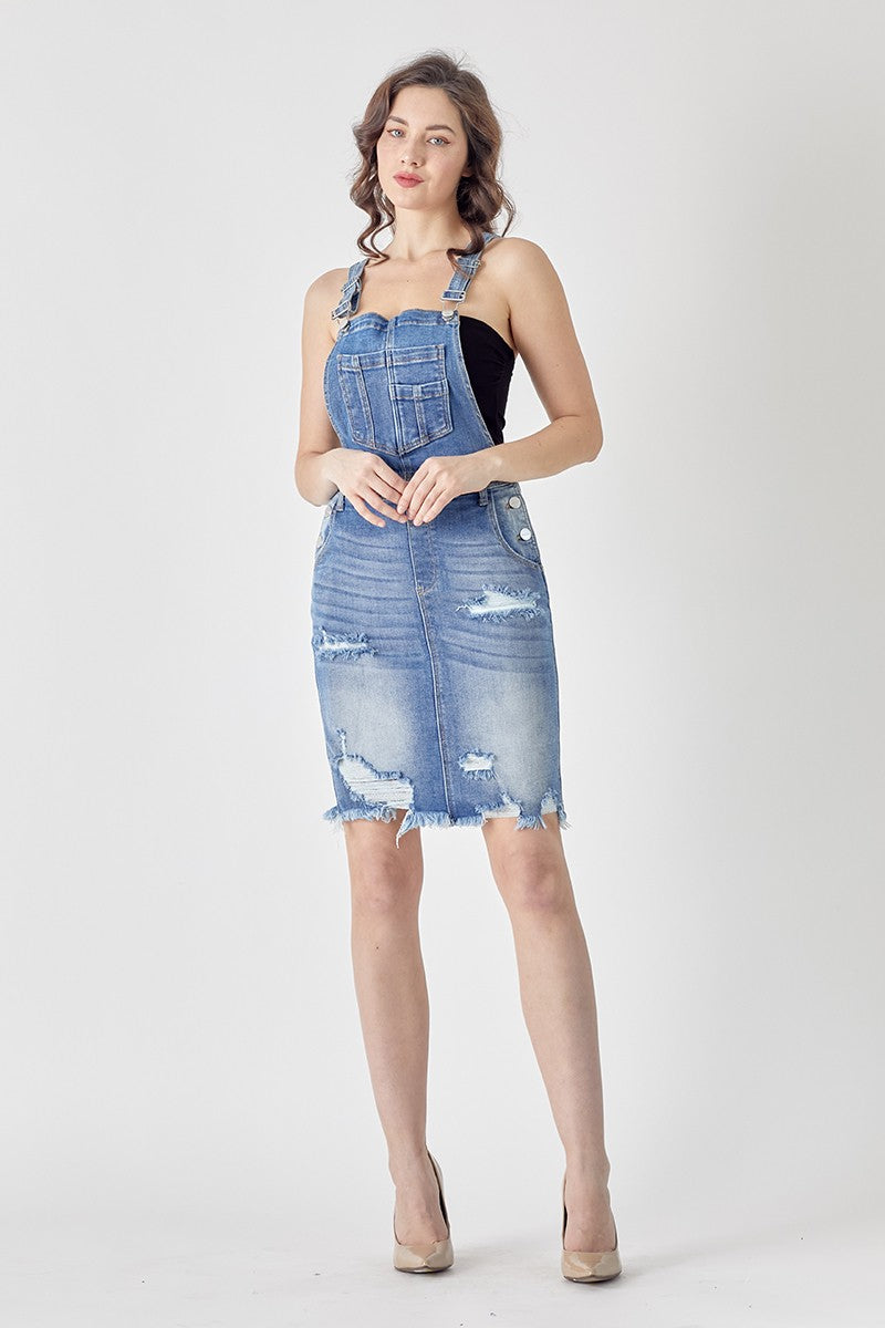 Midi-Length Distressed Detail Skirtalls
