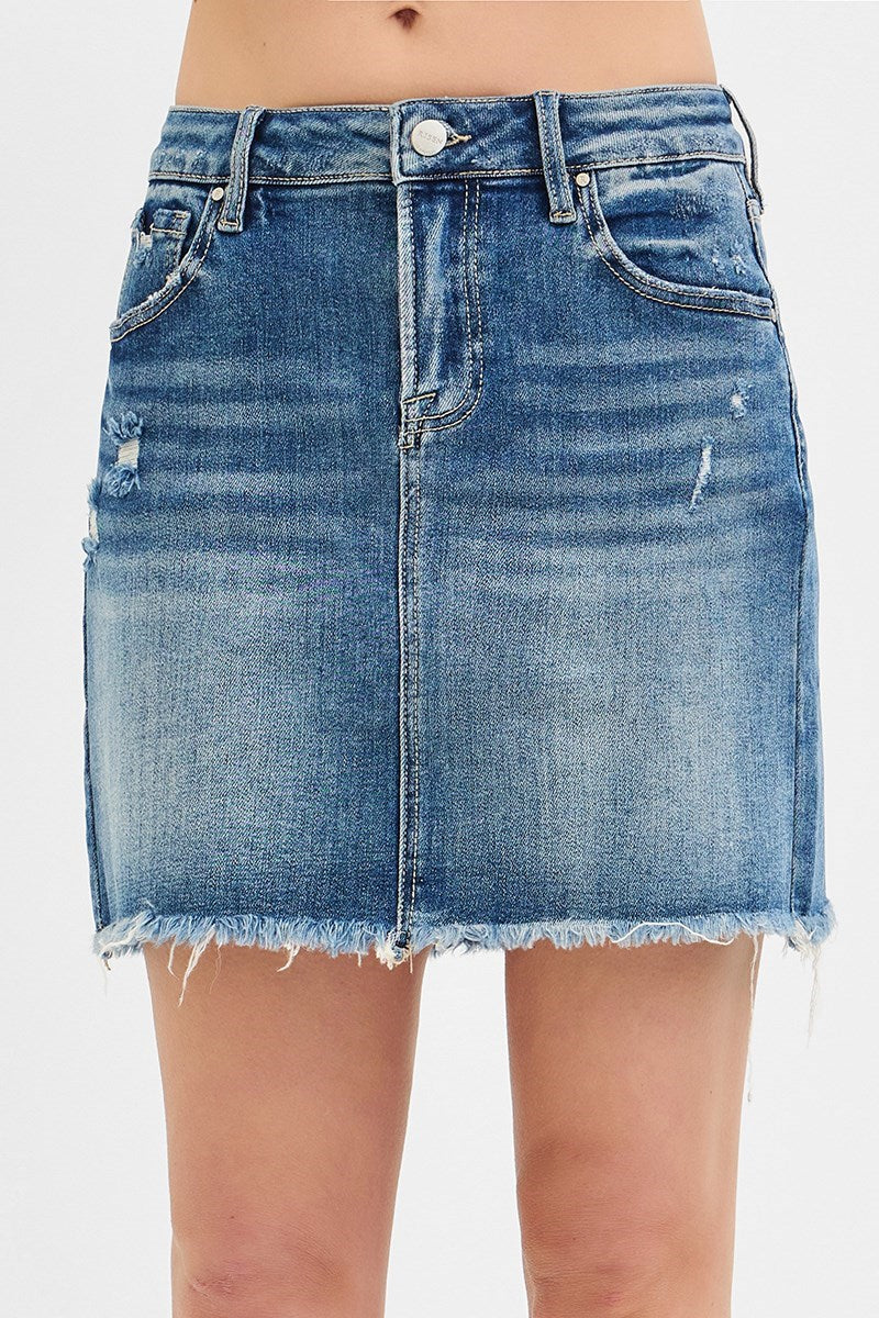Curvy Mid-Waist Pencil Denim Skirt