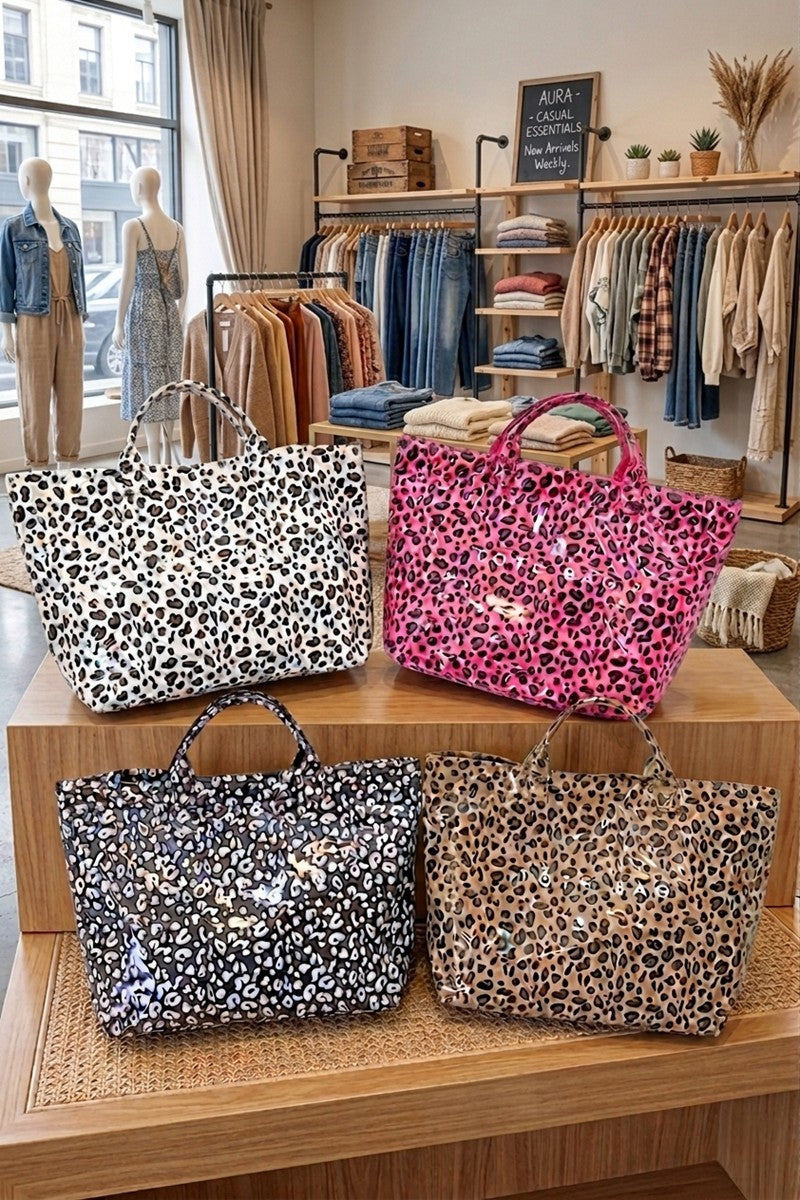 Leopard Print PVC Tote Bag
