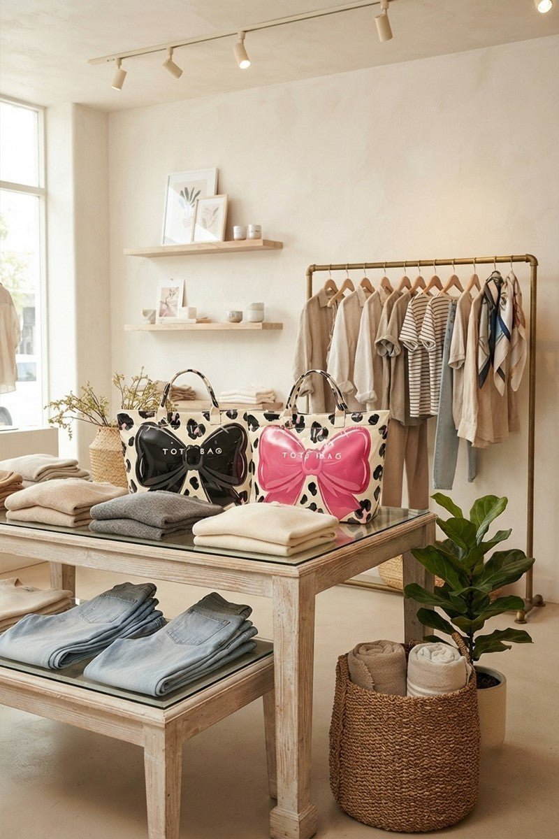 Leopard Bow PVC Tota Bag