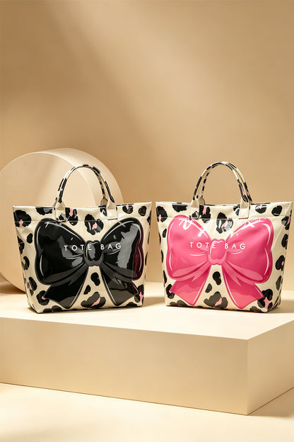 Leopard Bow PVC Tota Bag
