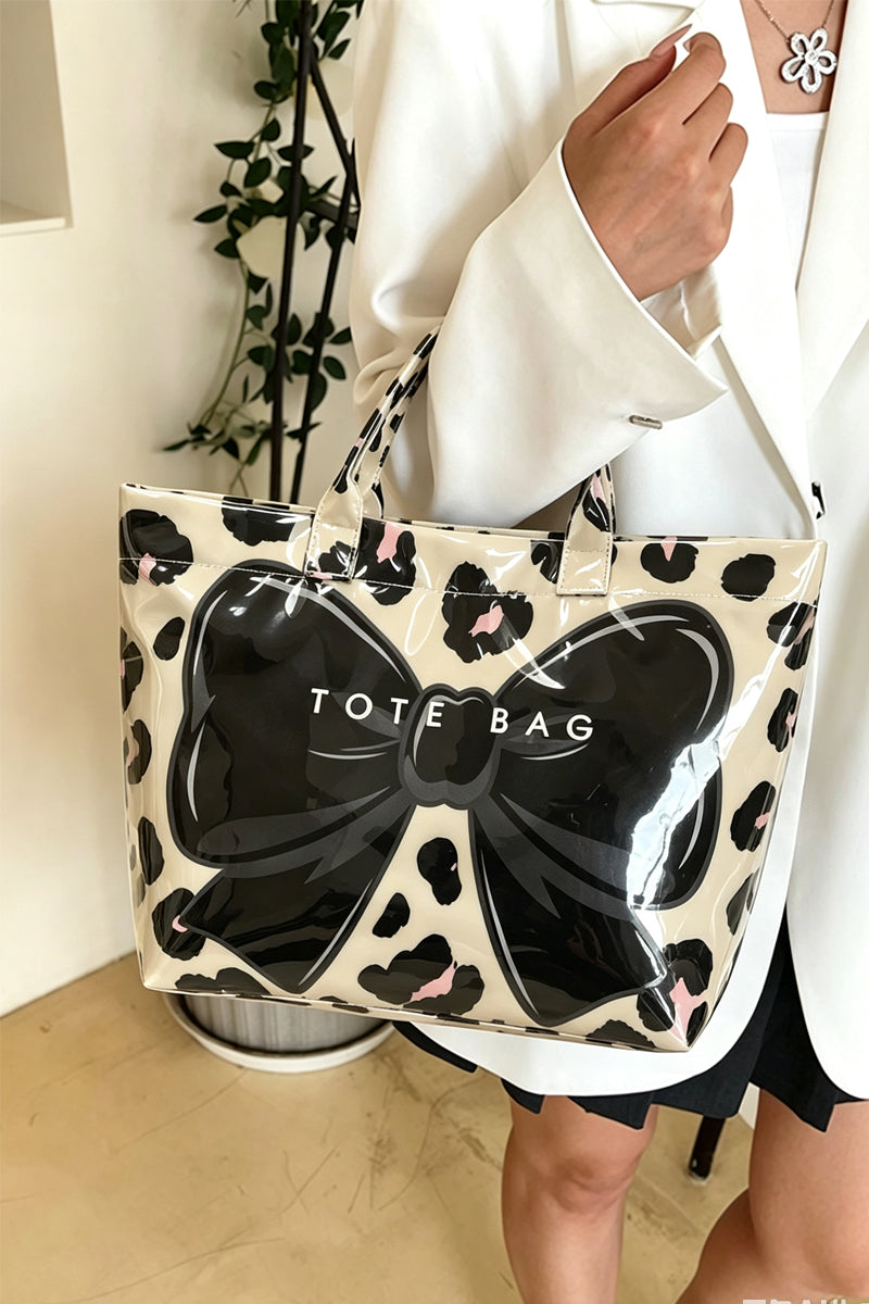 Leopard Bow PVC Tota Bag
