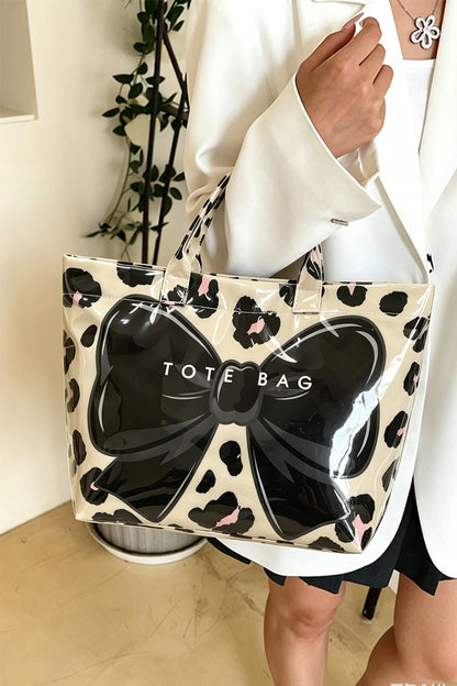 Leopard Bow PVC Tota Bag