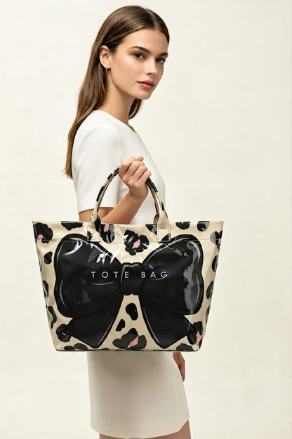 Leopard Bow PVC Tota Bag