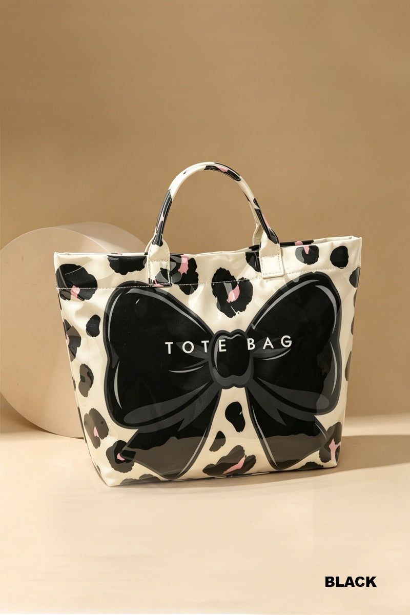 Leopard Bow PVC Tota Bag