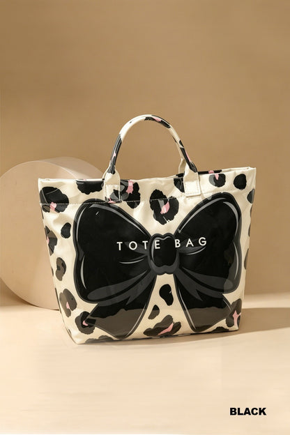 Leopard Bow PVC Tota Bag