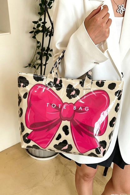 Leopard Bow PVC Tota Bag