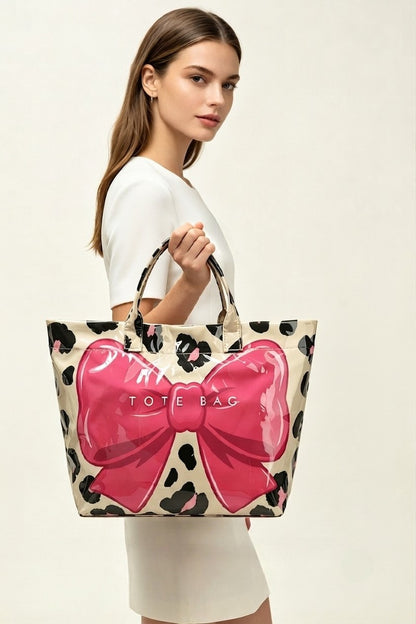 Leopard Bow PVC Tota Bag