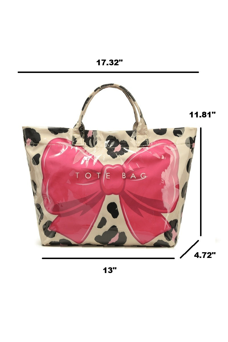 Leopard Bow PVC Tota Bag