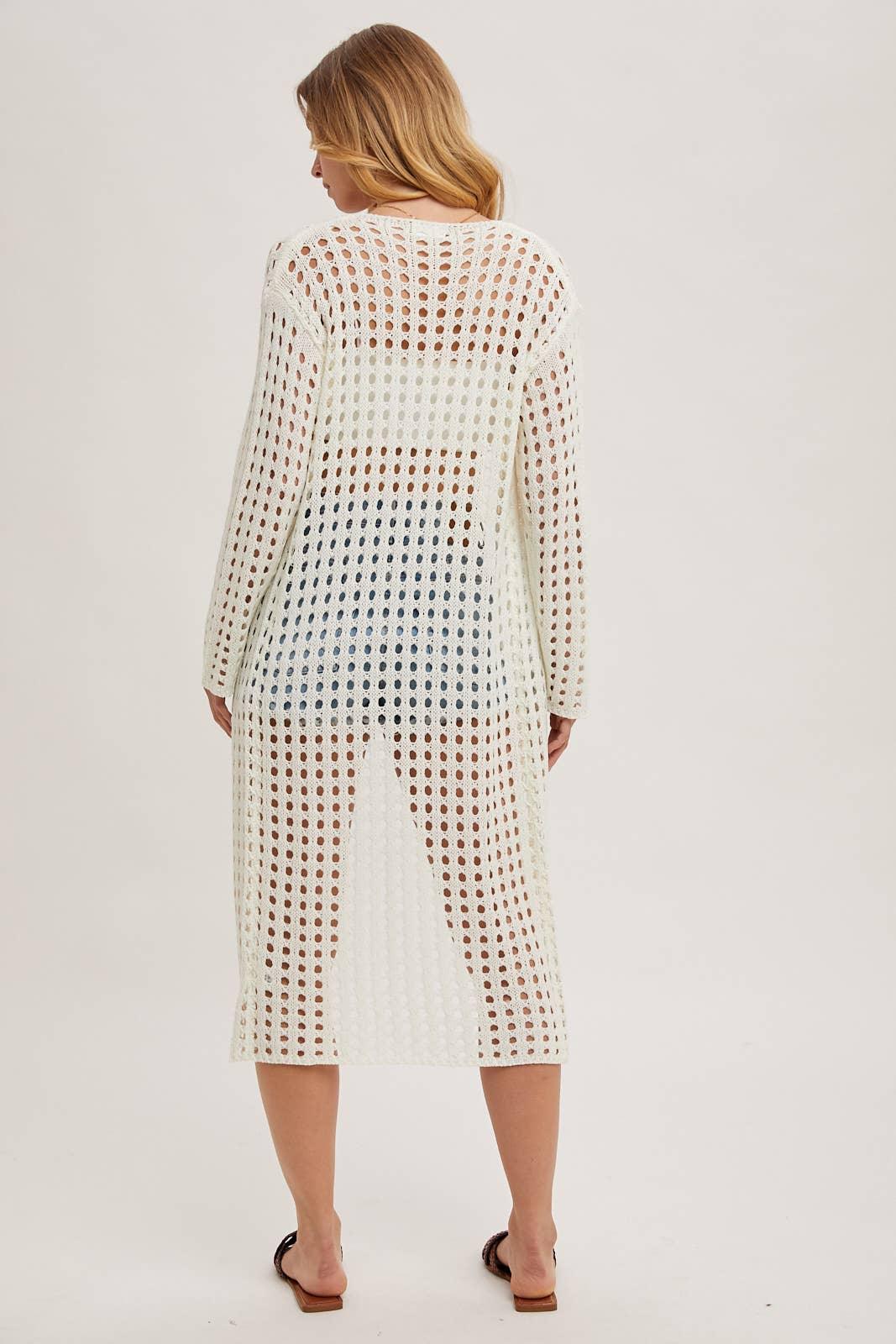 OPEN KNIT LONG LINE CARDIGAN - Southern Sassy Boutique