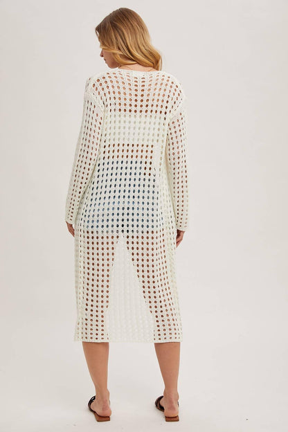 OPEN KNIT LONG LINE CARDIGAN - Southern Sassy Boutique