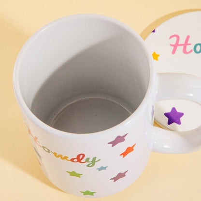 Western Howdy And Stars 15 Oz Mug With Matching Coaster Gift