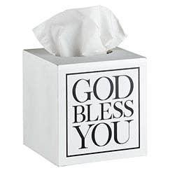 Square Tissue Box Cover - White with Black Text - Southern Sassy Boutique