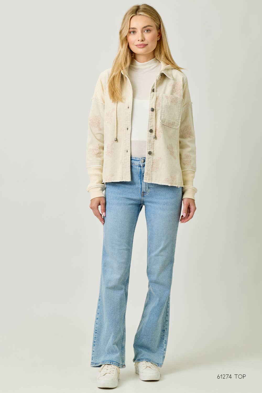 Flower Embroidery Hoodie Jacket