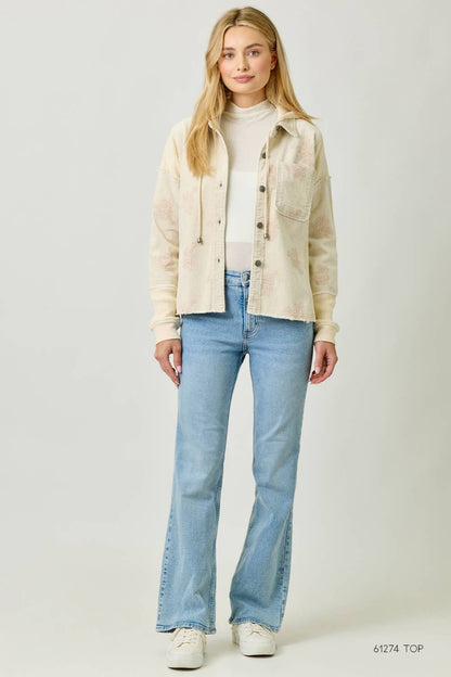 Flower Embroidery Hoodie Jacket