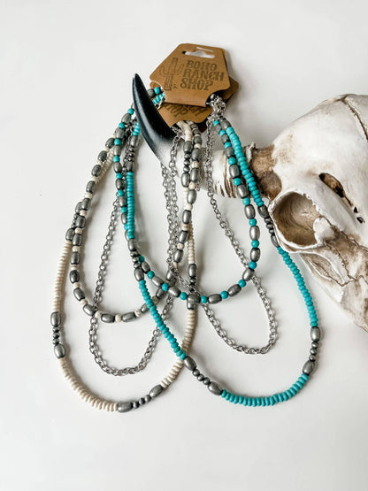 Western Semi Stone Layered Navajo Bead Neckace - Southern Sassy Boutique