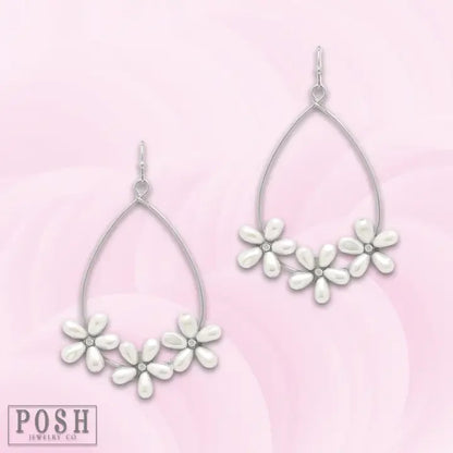 Teardrop earring with pearl flowers - Southern Sassy Boutique