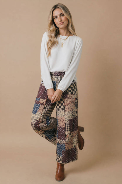 Patchwork Floral French Terry Pants