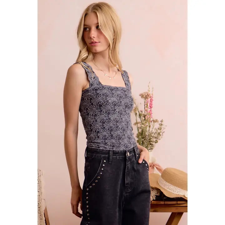 Floral Jacquard Seamless Tank Top