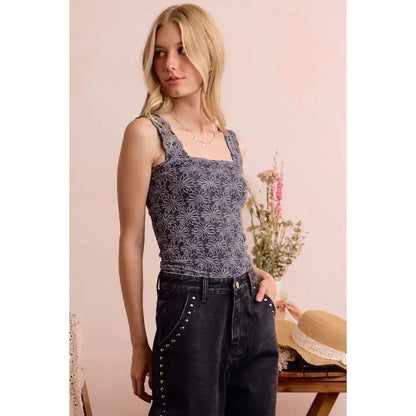 Floral Jacquard Seamless Tank Top
