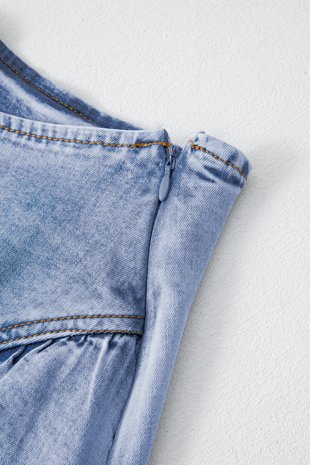 Denim Ruffle Overlay Mini Skirt
