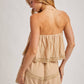 STRAPLESS EMBROIDERED TRIM ROMPER