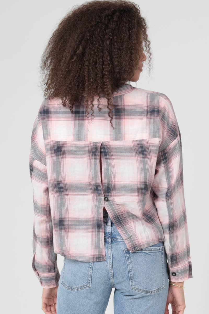 PLAID CROP LENGTH BUTTON FRONT SHIRT - Southern Sassy Boutique