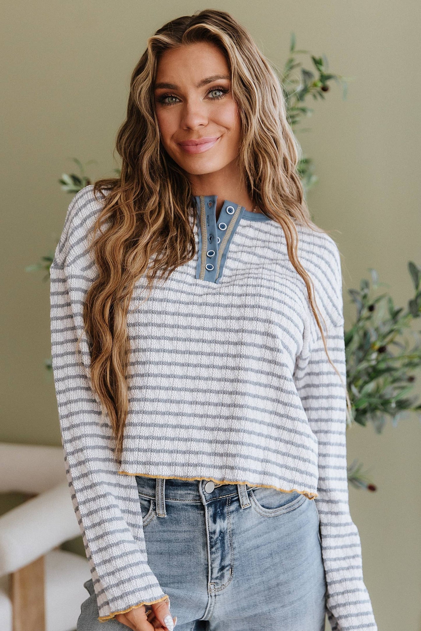 Long Sleeve Henley Top