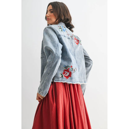 STYLISH EMBROIDERED DENIM JACKET - Southern Sassy Boutique