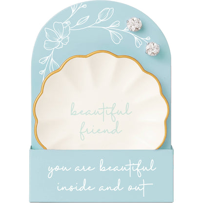 Beautiful Friend - 2.75" Dish 5mm Sterling CZ Earrings