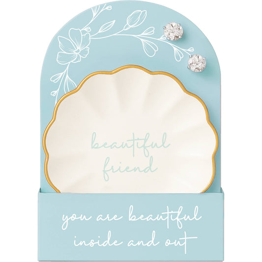 Beautiful Friend - 2.75" Dish 5mm Sterling CZ Earrings