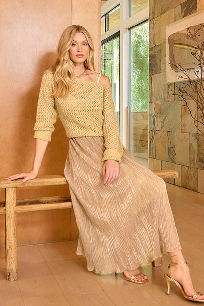 Metallic Net Pullover Sweater - Southern Sassy Boutique