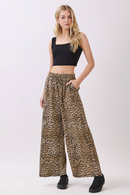 Leopard Wide Leg Terry Pants