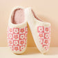 Flower Checker Fuzzy Fleece Soft Slipper