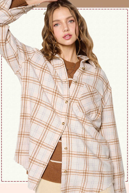 Mineral Washed Button-Down Soft Fabric Plaid Shirts