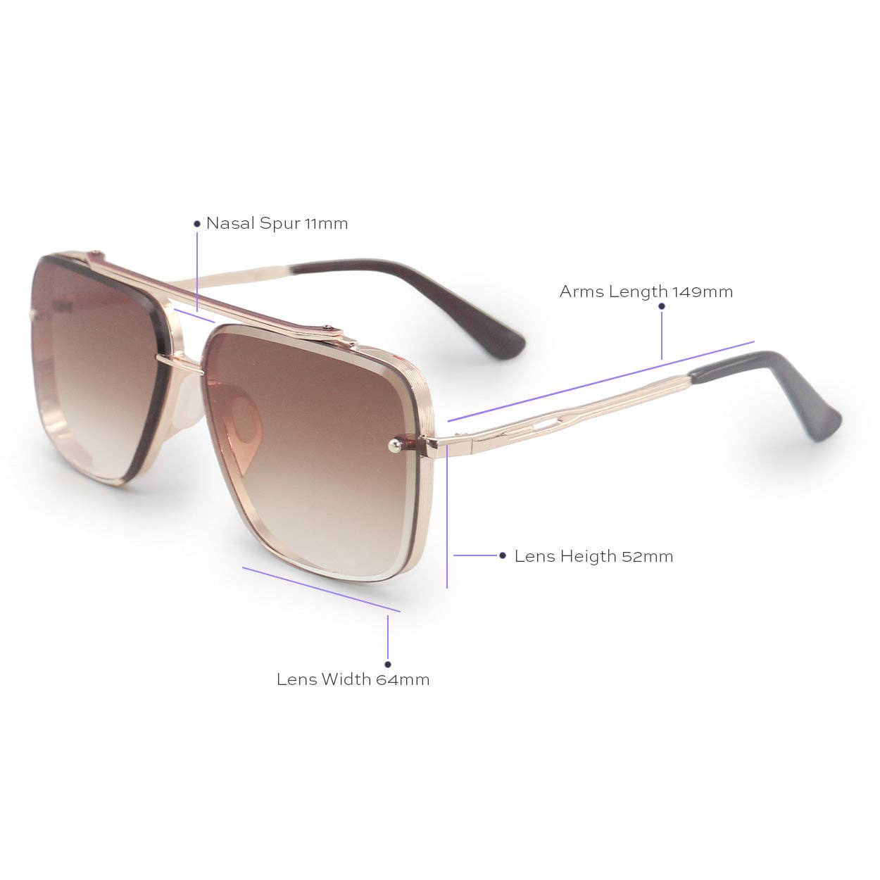 Bella Coffee - Tangle Free Aviator Sunglasses
