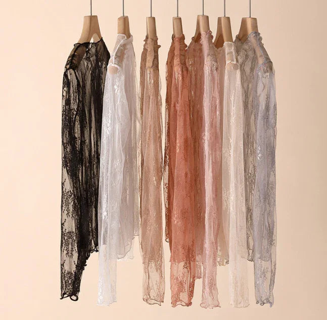 Semi Sheer Mesh Floral Lace Layering See Through Top - Southern Sassy Boutique
