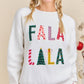 Festive Holiday Falala Embroidered Sweater Knit Top
