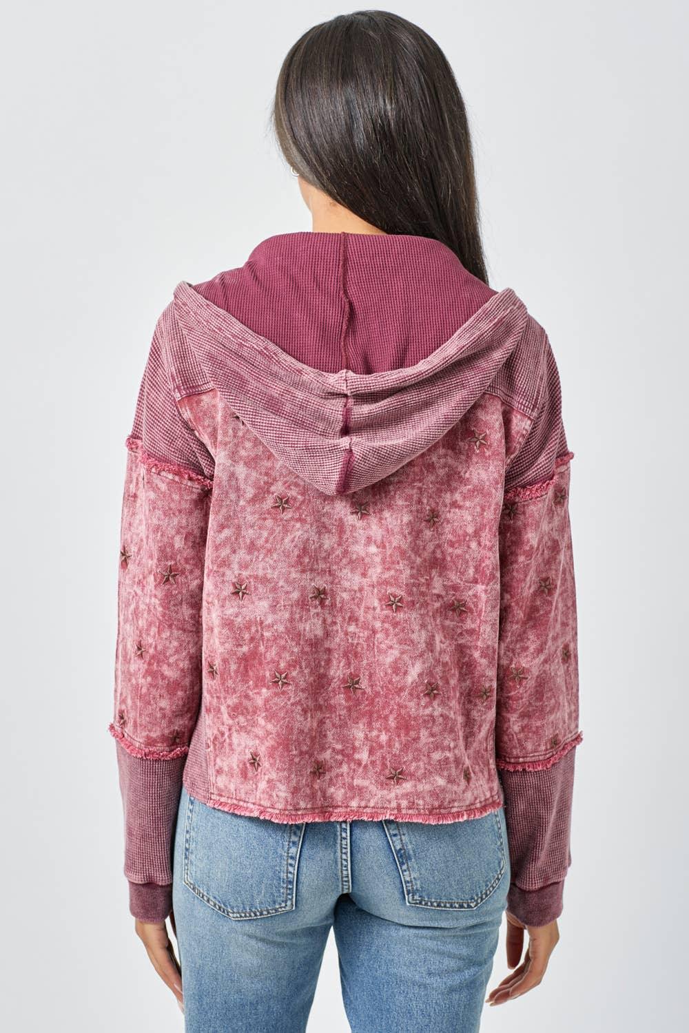 Star Embroidery Washed Jacket - Southern Sassy Boutique