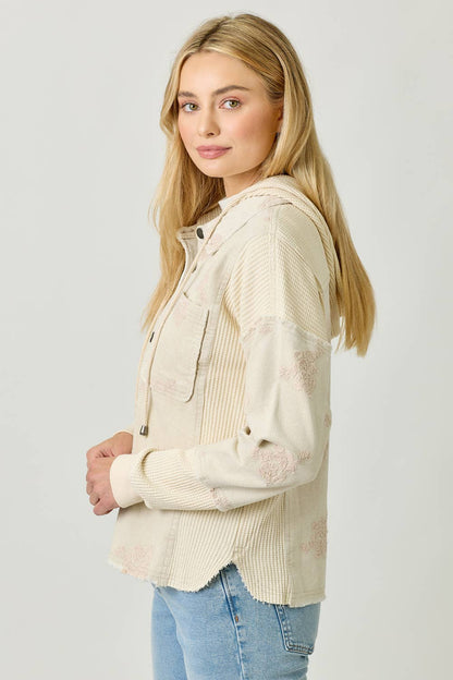 Flower Embroidery Hoodie Jacket