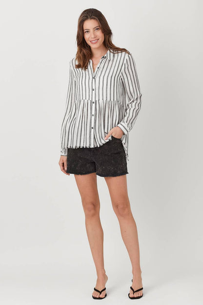 Stripe Peplum Shirt - Southern Sassy Boutique