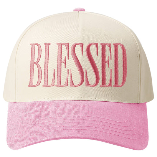 BLESSED Embroidered Letter on Two Tone Baseball Cap