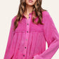 Soft Washed Button Down Waffle Textured Gauze Shirts