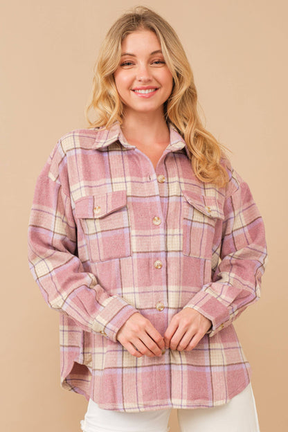 Plaid Button Up Chest Jacket