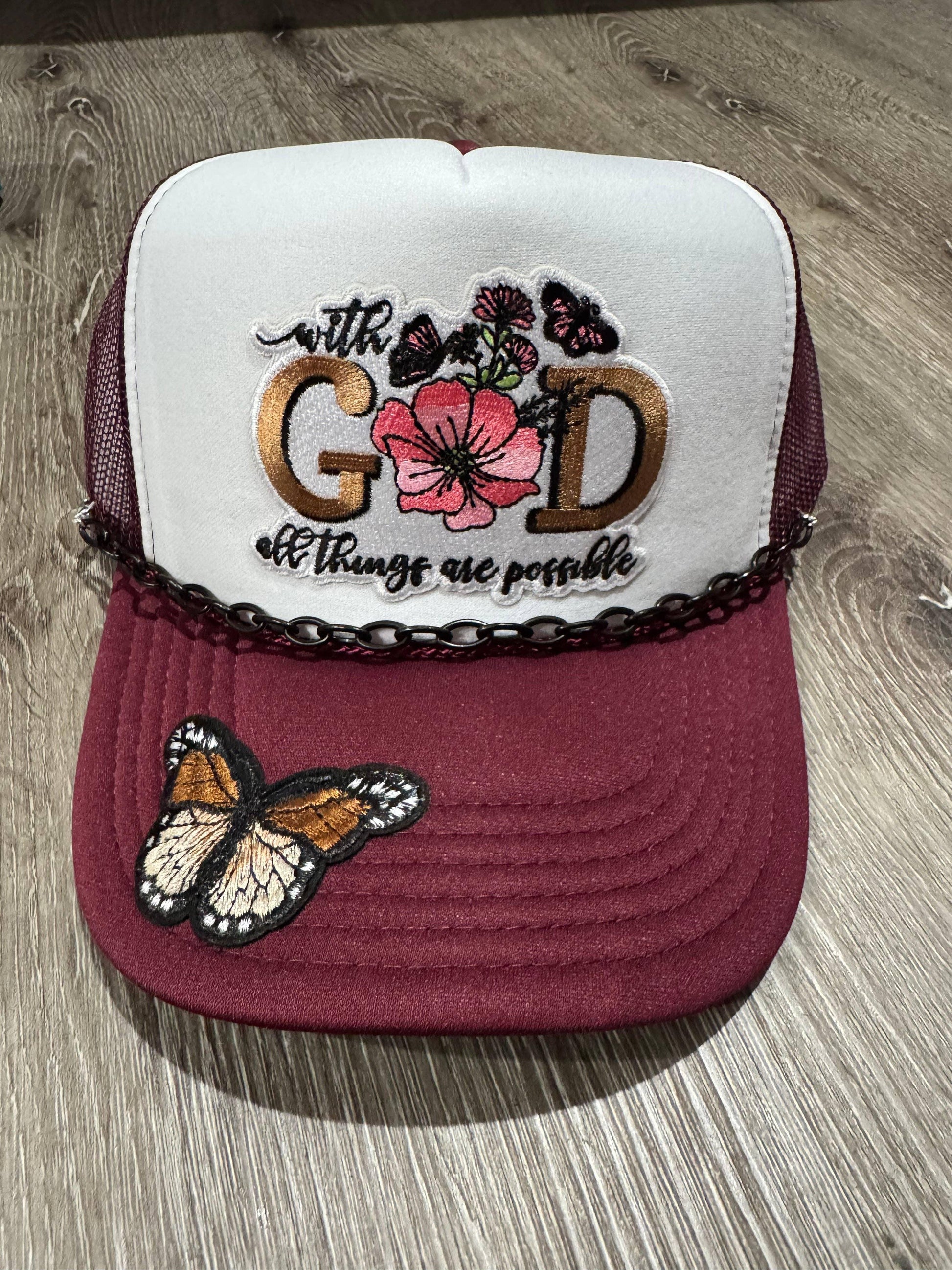With God All Things Are Possible Trucker Hat - Southern Sassy Boutique