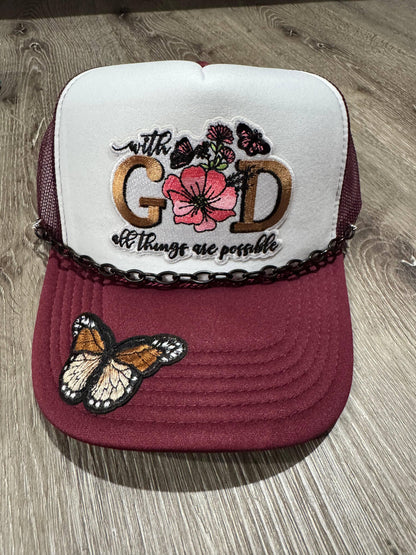 With God All Things Are Possible Trucker Hat - Southern Sassy Boutique